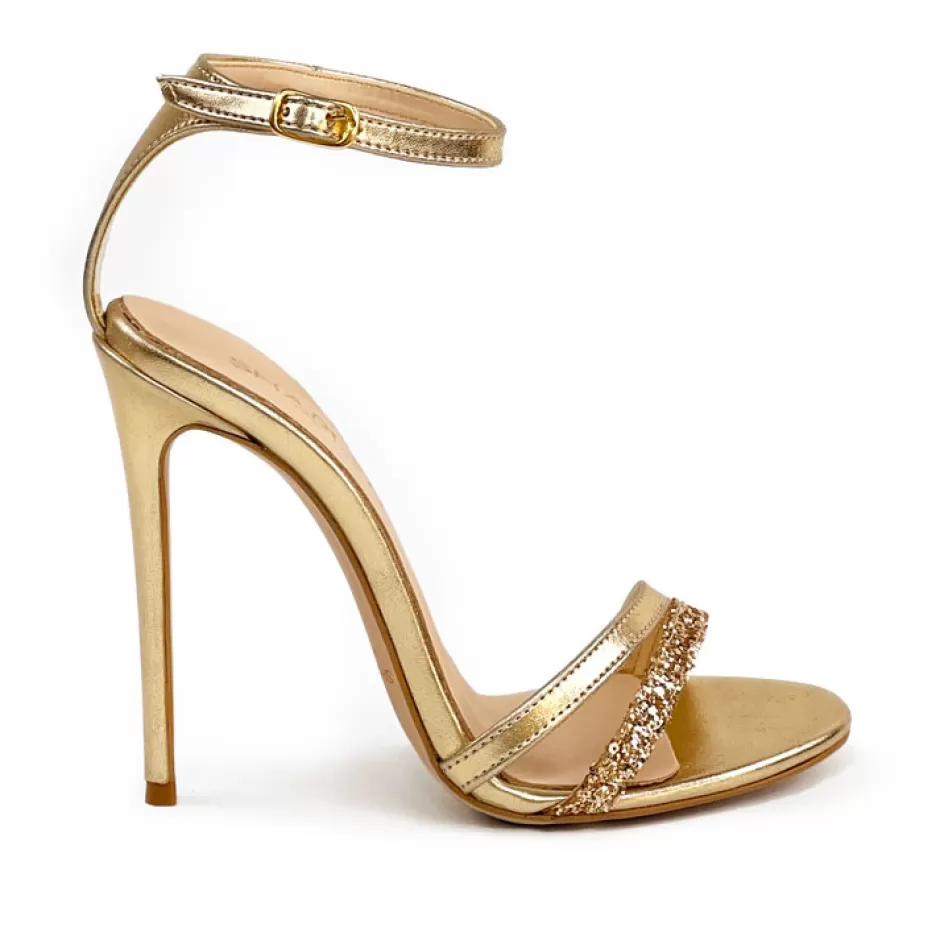 Donna SHARLENE CALZATURE Sandali-Platinum/ Glitter Leather Sandal - Cod. 33132