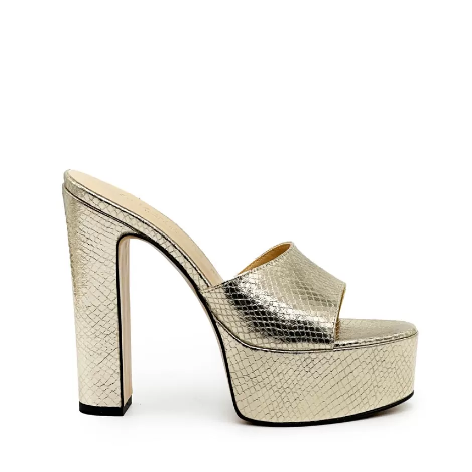 Donna SHARLENE CALZATURE Sandali-Platinum Laminated Coconut Sabot - Cod. 38899