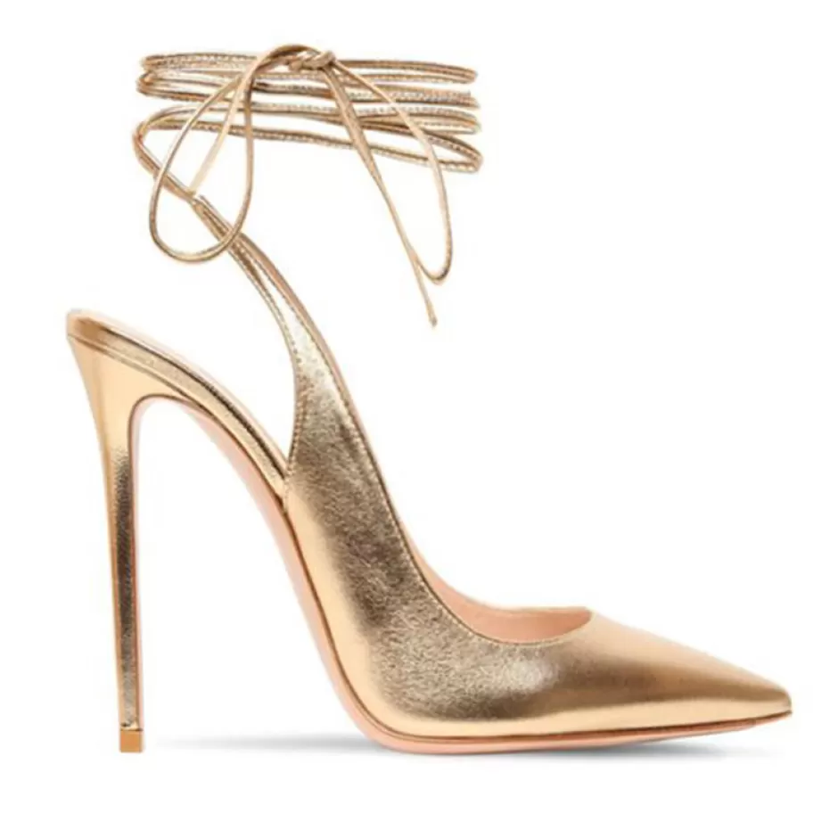 Donna SHARLENE CALZATURE Decollete-Platinum Leather Lace-Up Decollete - Cod. 15550