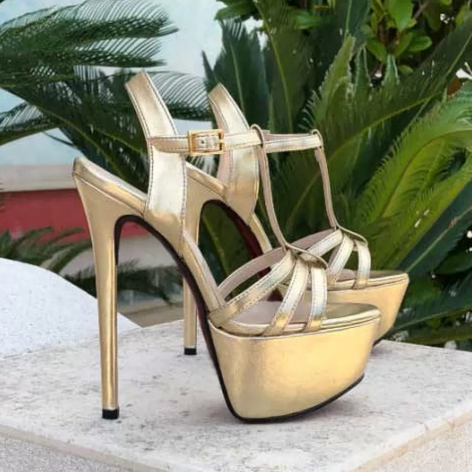 Donna SHARLENE CALZATURE Sandali-Platinum Leather Sandal - Code 20510