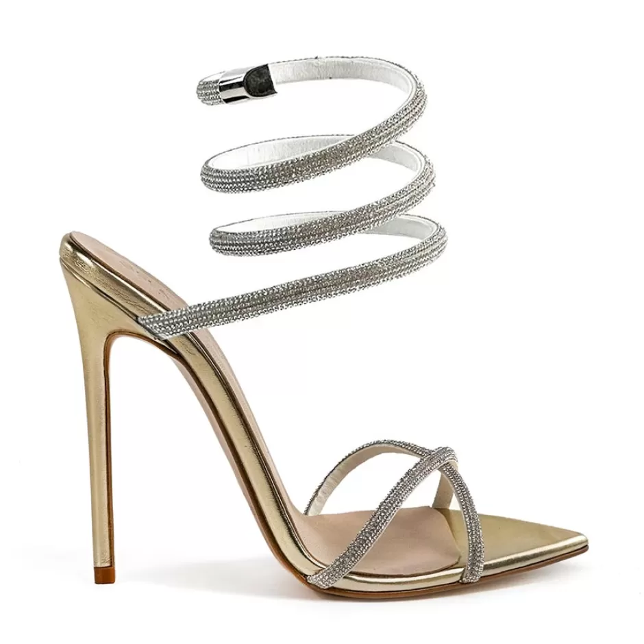 Donna SHARLENE CALZATURE Sandali-Platinum/Spiral Leather Sandal - Code 40805