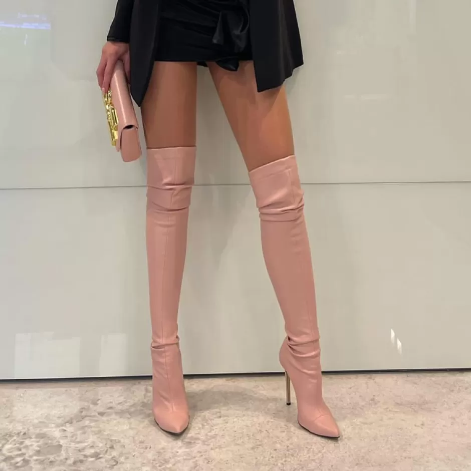 Donna SHARLENE CALZATURE Stivali-Powder Leather Elastic Boot - Cod. 27633