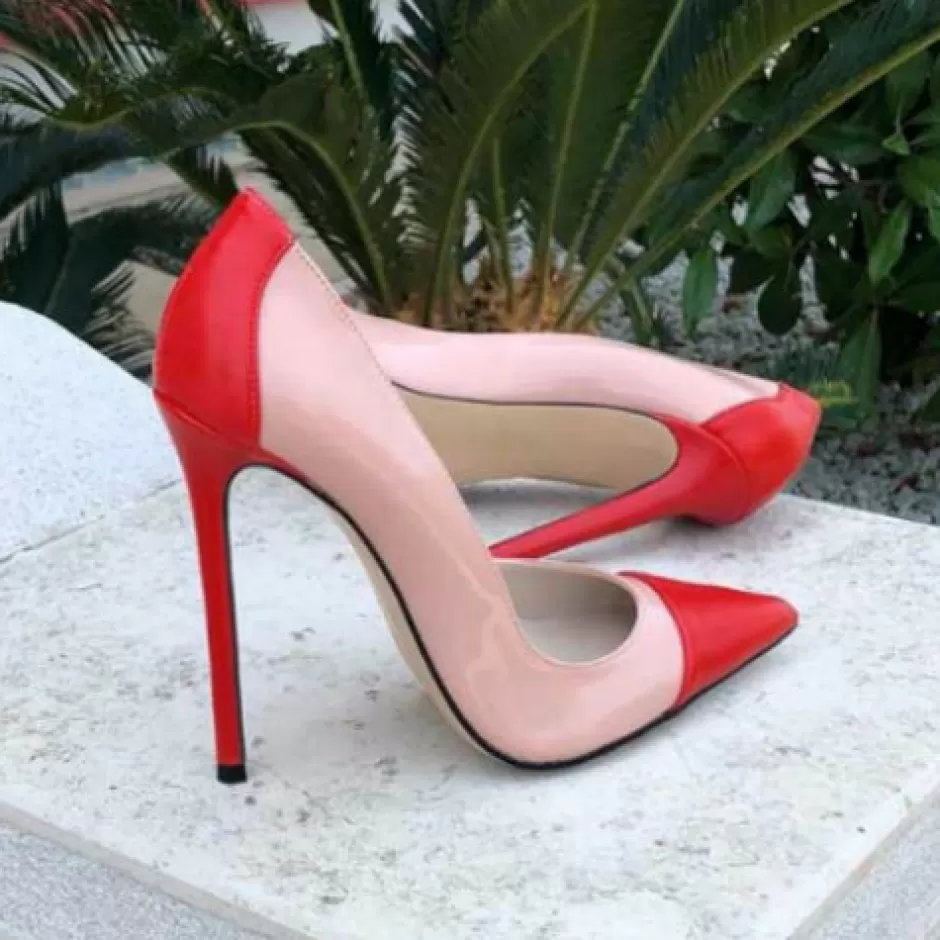 Donna SHARLENE CALZATURE Decollete-Powder Paint/Red Leather Pumps - Cod. 21392