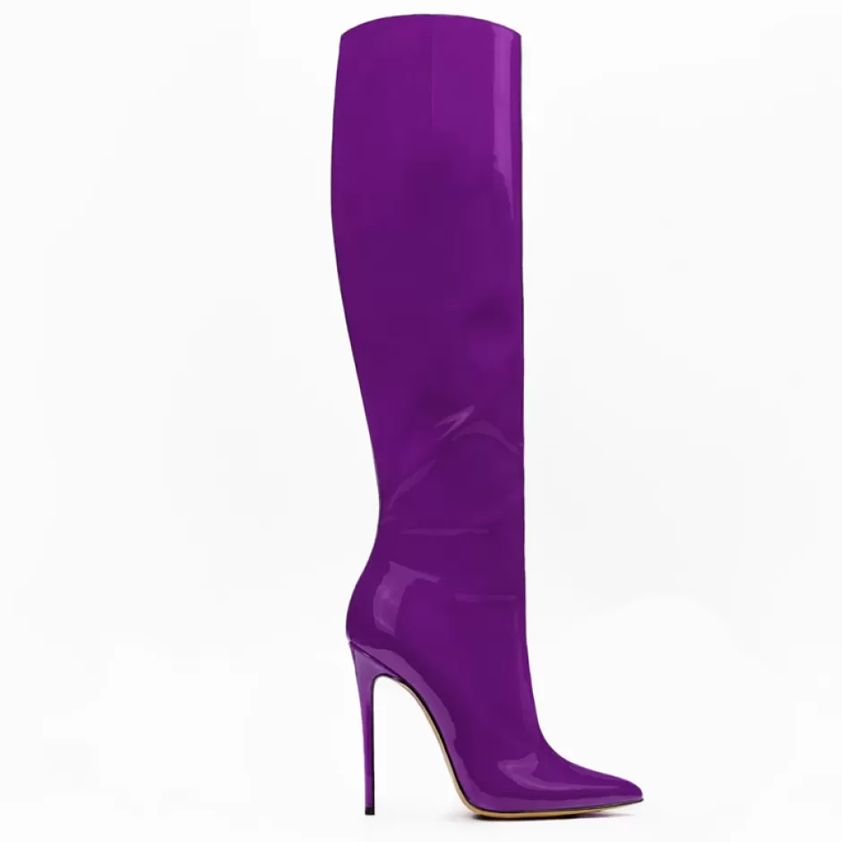 Donna SHARLENE CALZATURE Stivali-Purple Patent Leather Boot - Cod. 24105
