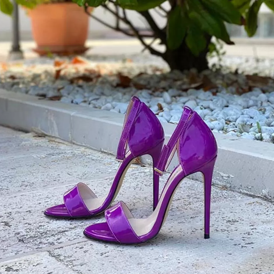 Donna SHARLENE CALZATURE Sandali-Purple Patent Leather Sandal - Cod. 28780