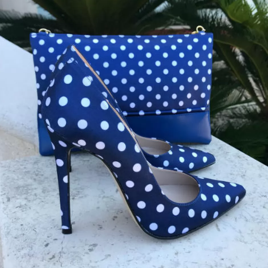 Donna SHARLENE CALZATURE Decollete-Raso Pois Dark Blue Pumps - Cod. 20967
