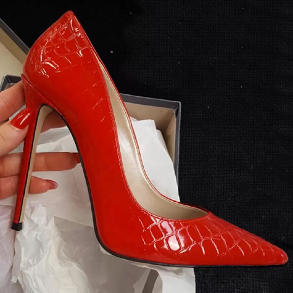 Donna SHARLENE CALZATURE Decollete-Red Coconut Patent Leather Pumps - Cod. 25738