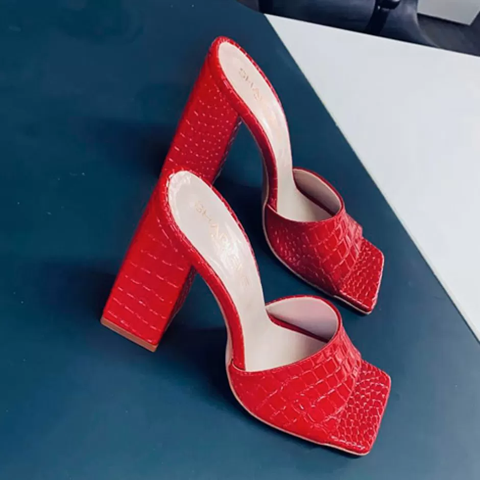 Donna SHARLENE CALZATURE Sandali-Red Coconut Patent Leather Sabot - Cod. 29109