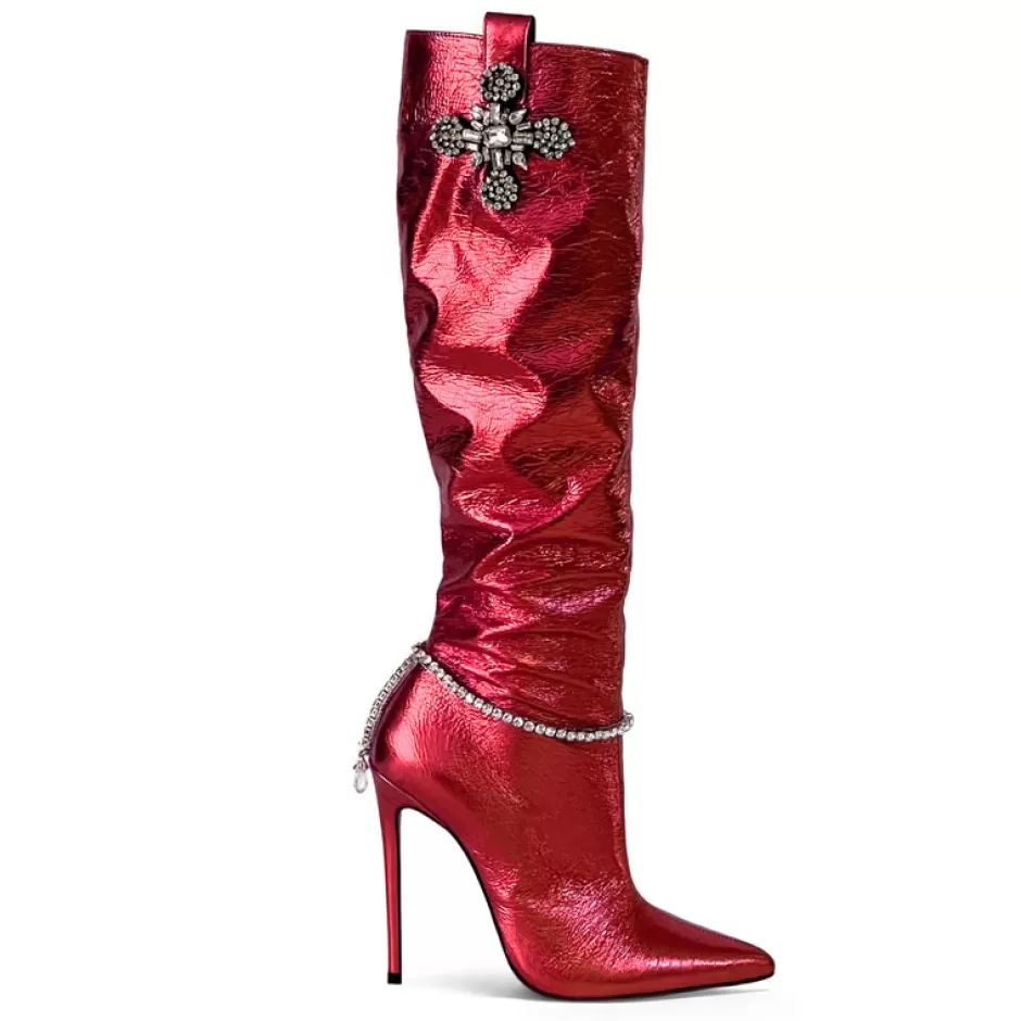 Donna SHARLENE CALZATURE Stivali-Red Laminated/ Jewel Boot - Cod. 36000