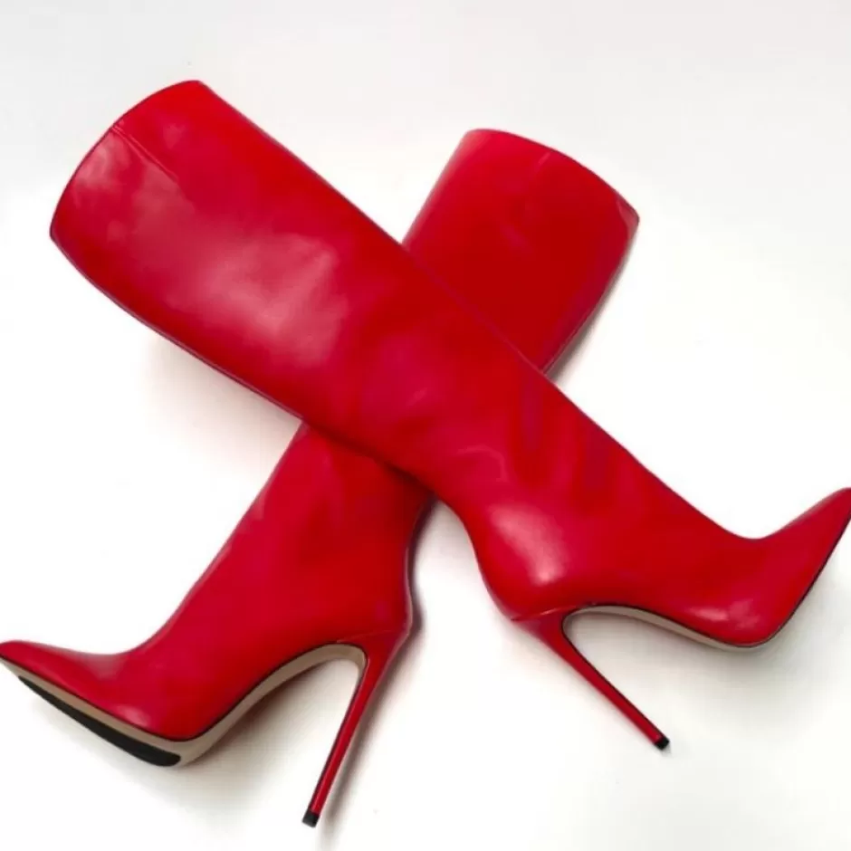 Donna SHARLENE CALZATURE Stivali-Red Leather Boot - Cod. 27722