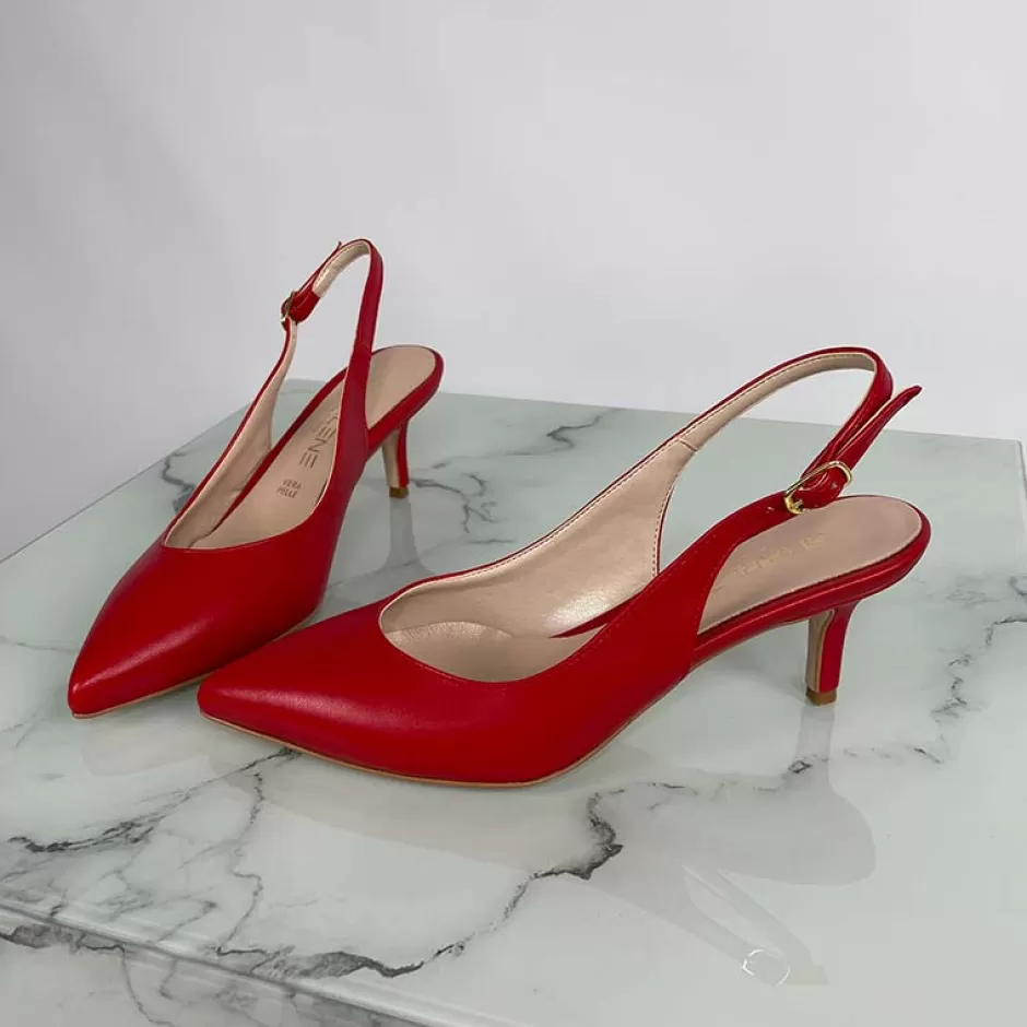 Donna SHARLENE CALZATURE Decollete-Red Leather Lace-Up Decollete - Cod. 20925