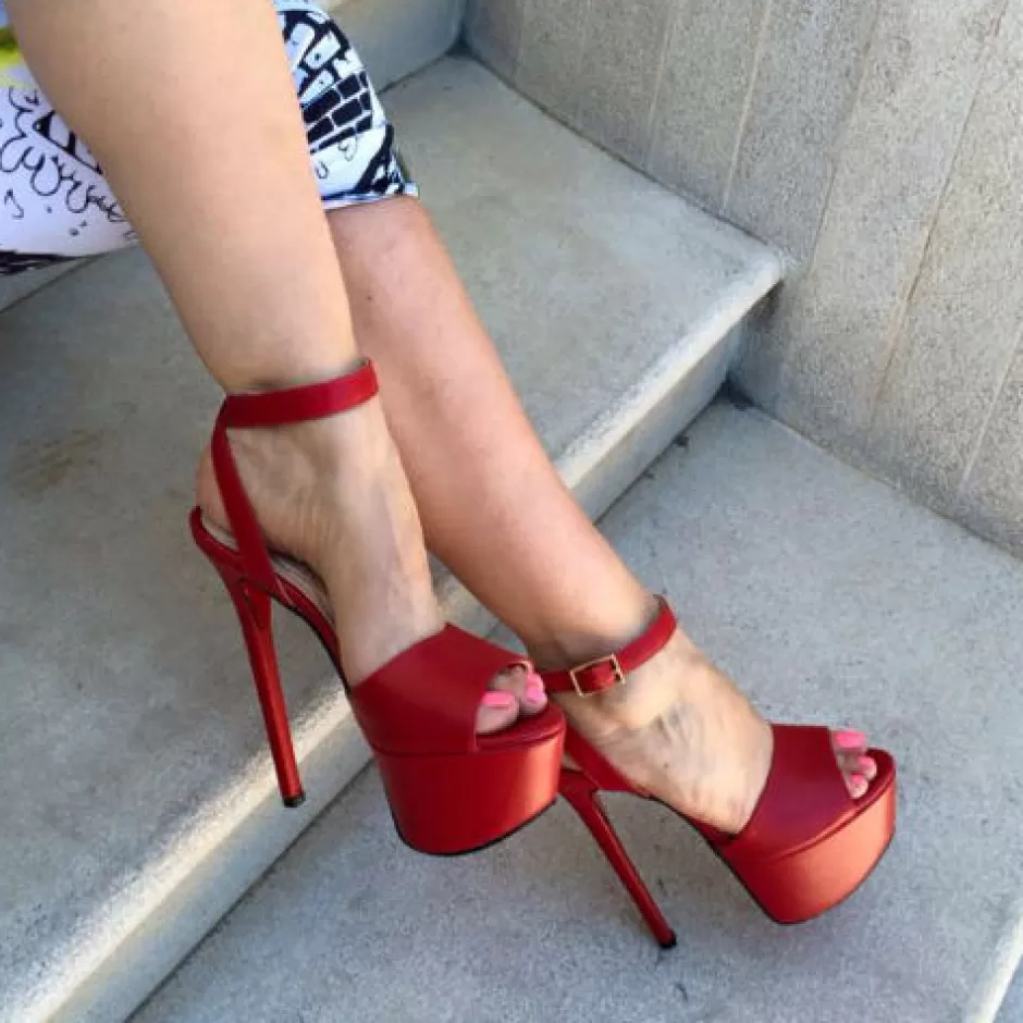 Donna SHARLENE CALZATURE Sandali-Red Leather Sandalwood - Cod. 17108