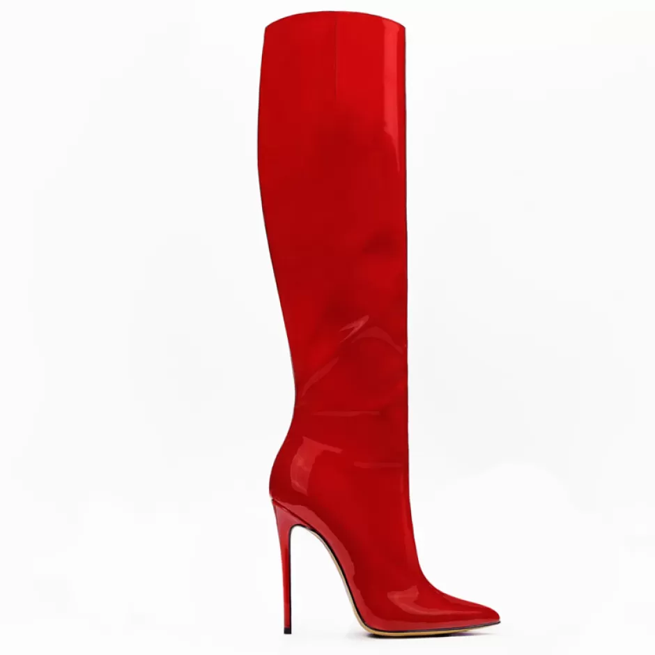 Donna SHARLENE CALZATURE Stivali-Red Patent Leather Boot - Cod. 34862