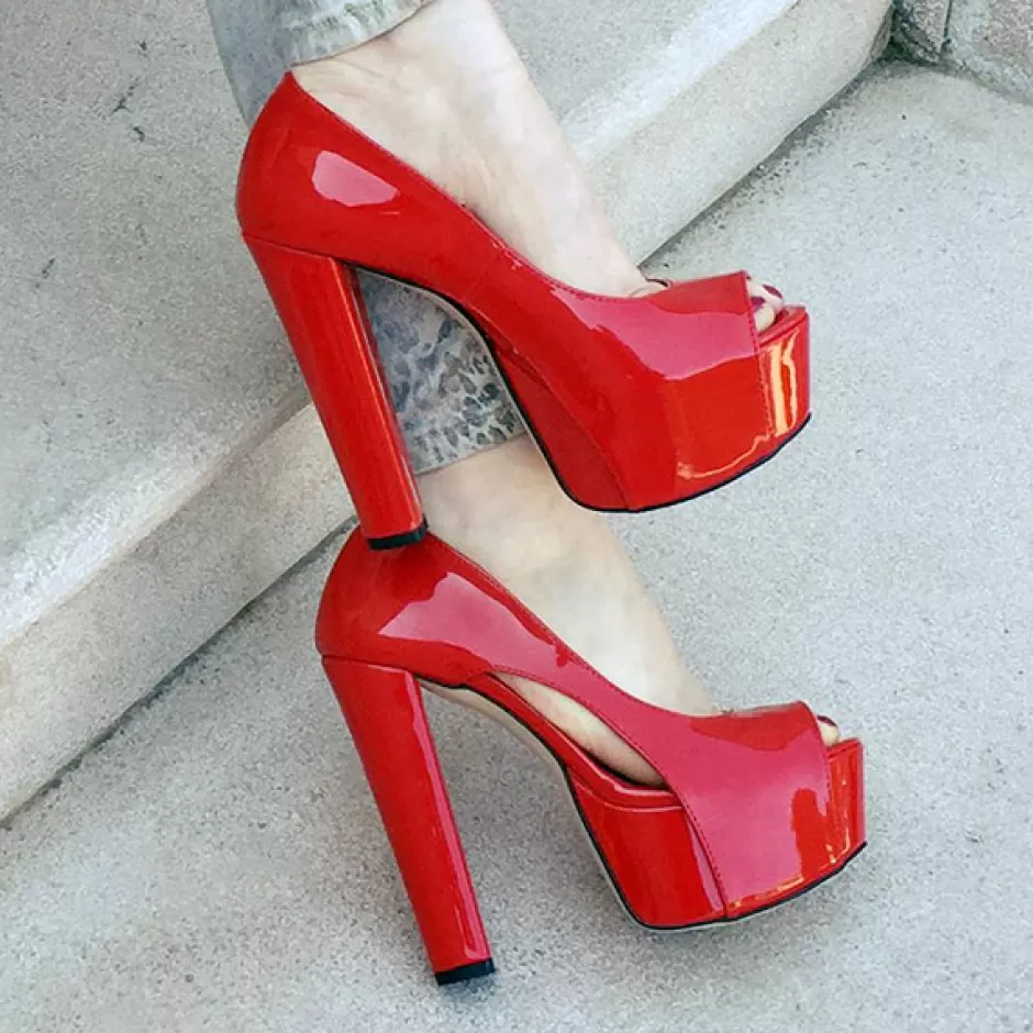 Donna SHARLENE CALZATURE Decollete-Red Patent Leather Decollete - Code 9761