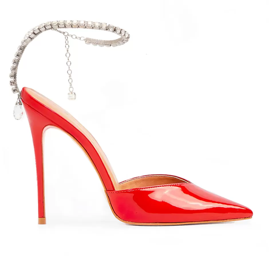 Donna SHARLENE CALZATURE Sandali-Red Patent Leather/ Jewel Sandal - Cod. 38522