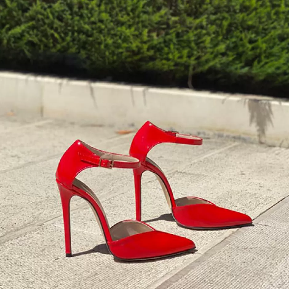 Donna SHARLENE CALZATURE Sandali-Red Patent Leather Sandal - Cod. 28962