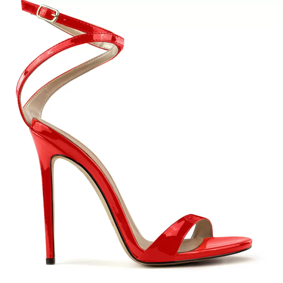 Donna SHARLENE CALZATURE Sandali-Red Patent Leather Slingback Sandal - Cod. 41427