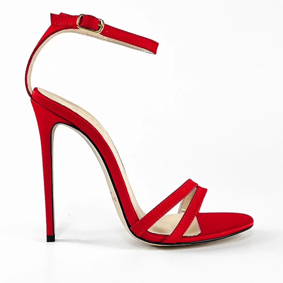 Donna SHARLENE CALZATURE Sandali-Red Satin Sandal - Cod. 32928