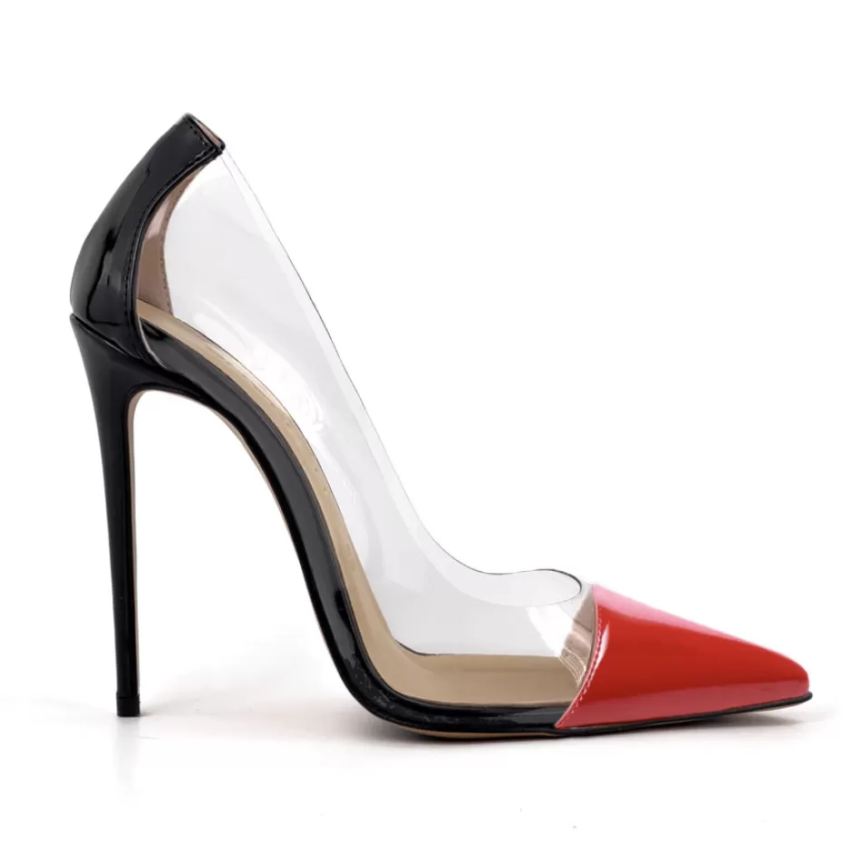 Donna SHARLENE CALZATURE Decollete-Red/ Transparent Black Patent Leather Decollete - Cod. 40037
