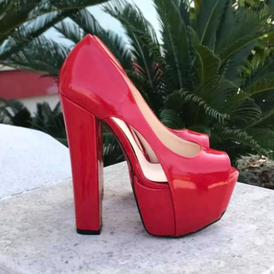 Donna SHARLENE CALZATURE Decollete-Red Varnish Split Decollete - Code 16436