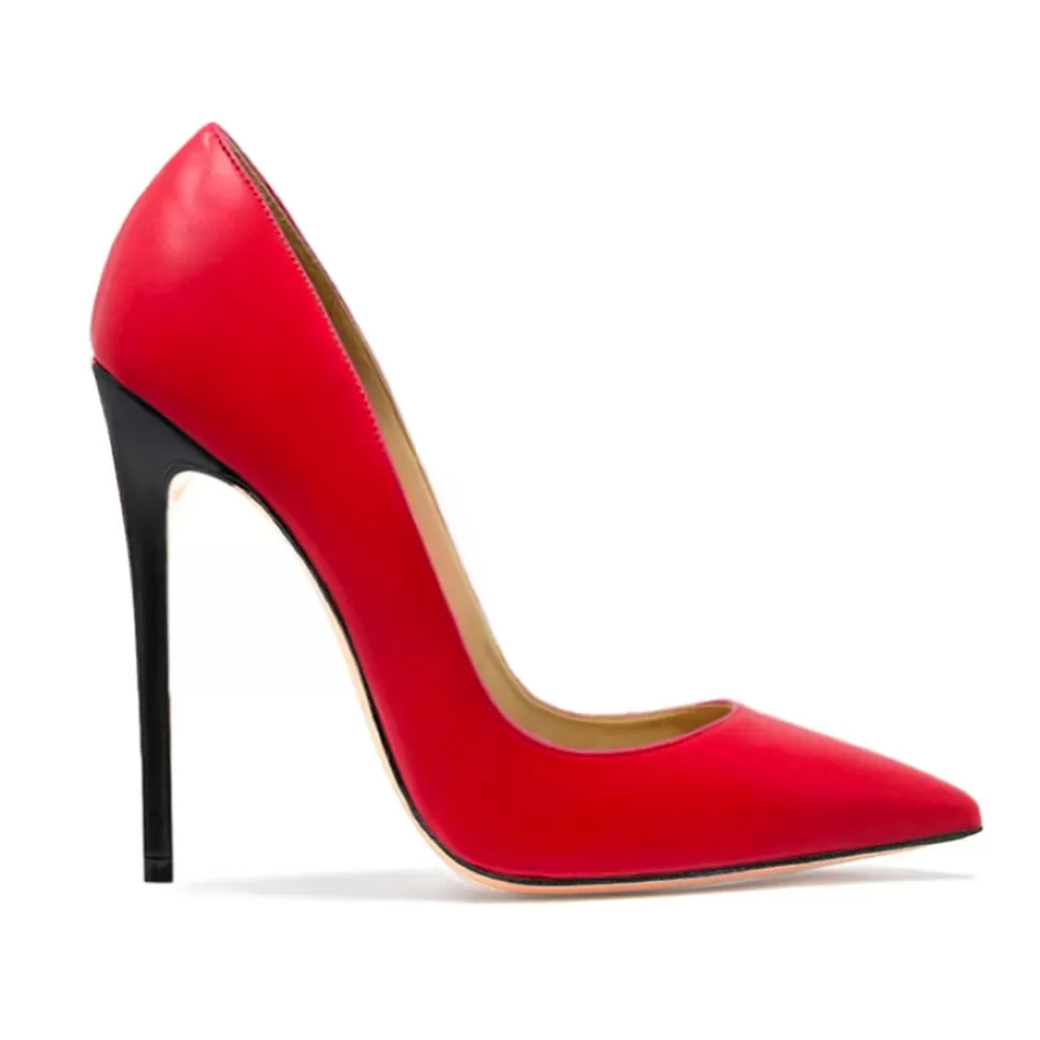 Donna SHARLENE CALZATURE Decollete-Red/Black Leather Decollete - Cod. 39983