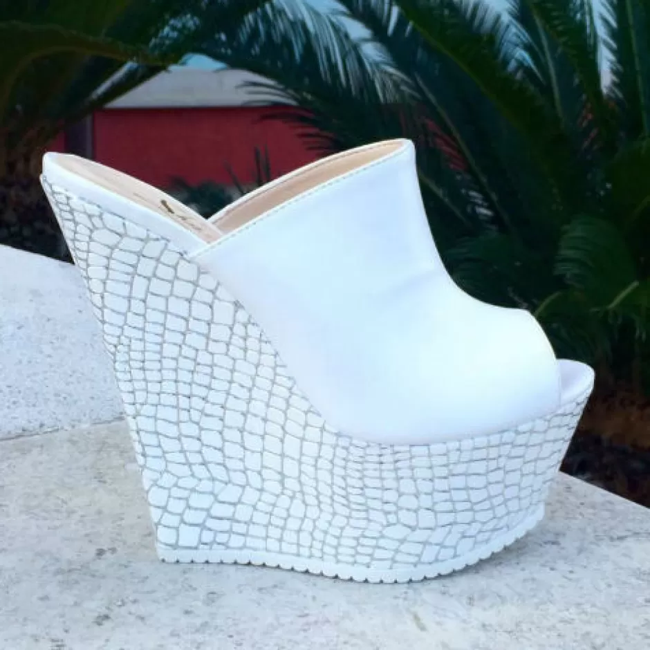 Donna SHARLENE CALZATURE Zeppe-Sabot Football White Leather/Coco - Code 14742