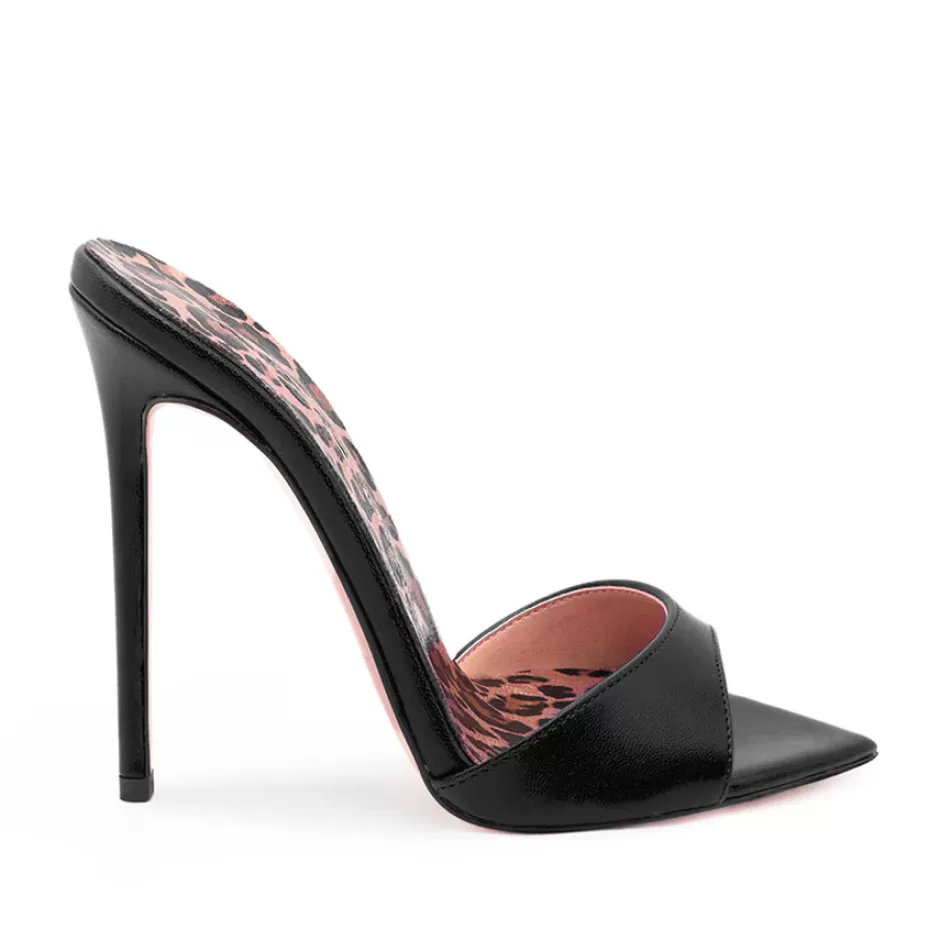 Donna SHARLENE CALZATURE Sandali-Sabot Pelle Nera/ Maculato– Cod. 38938