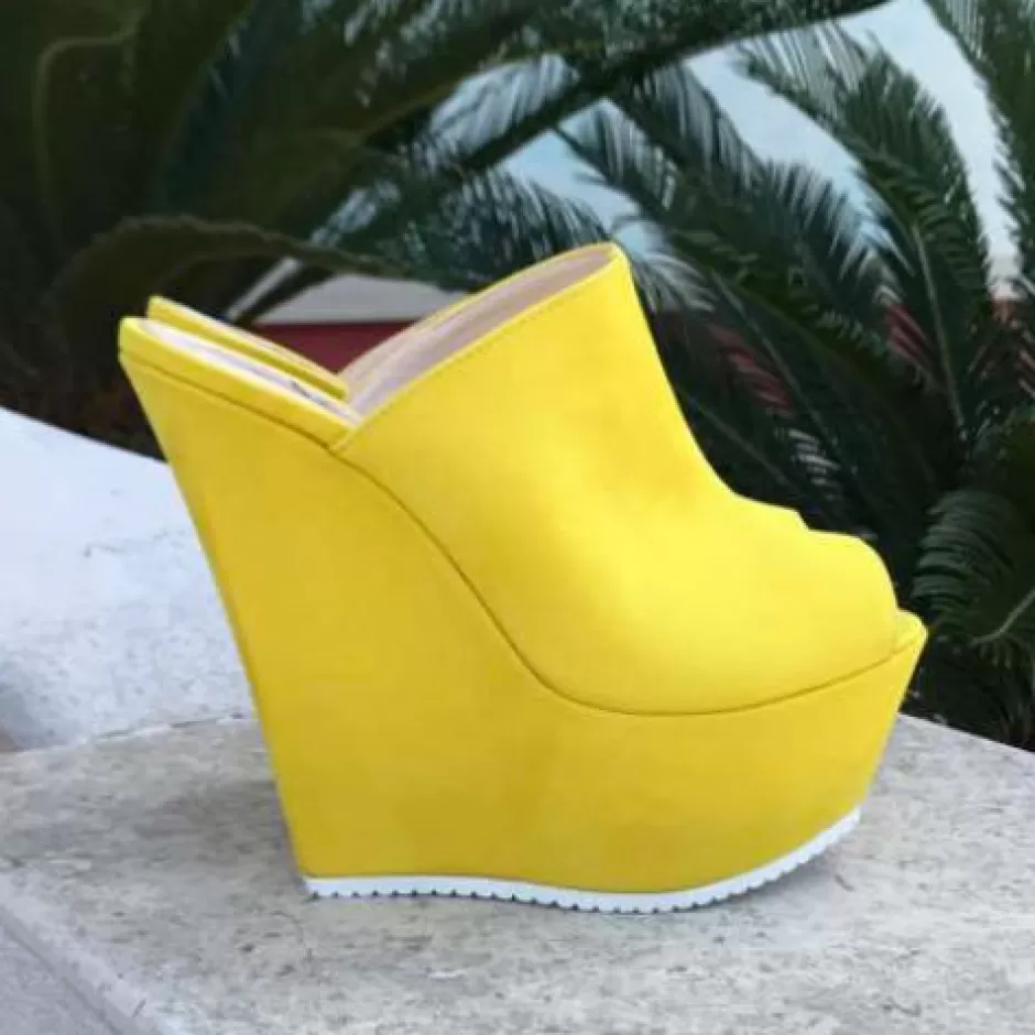 Donna SHARLENE CALZATURE Zeppe-Sabot Sabot Camoscio Yellow - Cod. 16506