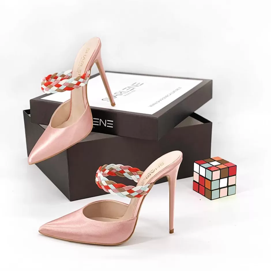 Donna SHARLENE CALZATURE Sandali-Sandal Sandal Satin Powder/ Weave - Cod. 16312