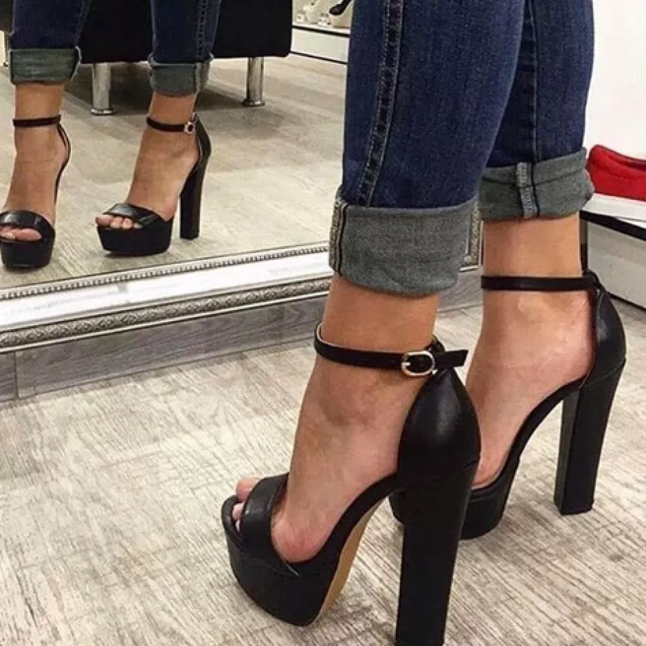 Donna SHARLENE CALZATURE Sandali-Sandalo Black Leather - Cod. 24836