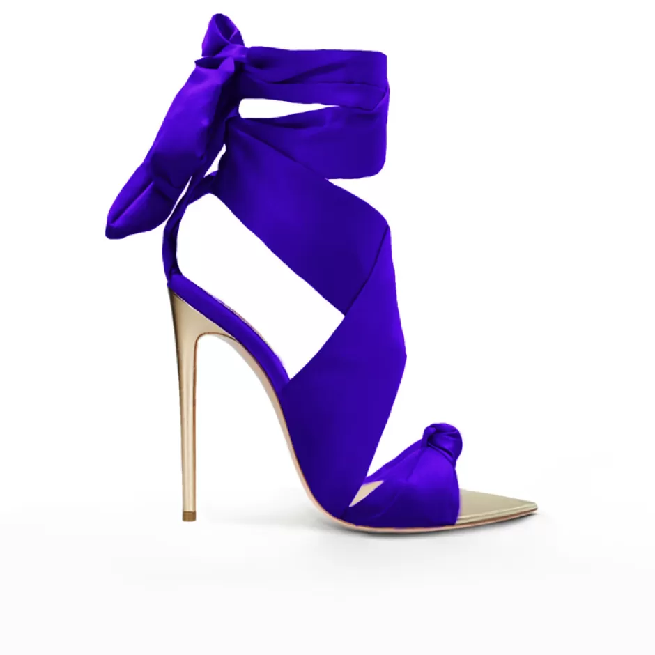 Donna SHARLENE CALZATURE Sandali-Sandalo Nodo Raso / Pelle Platino – Cod. 29842