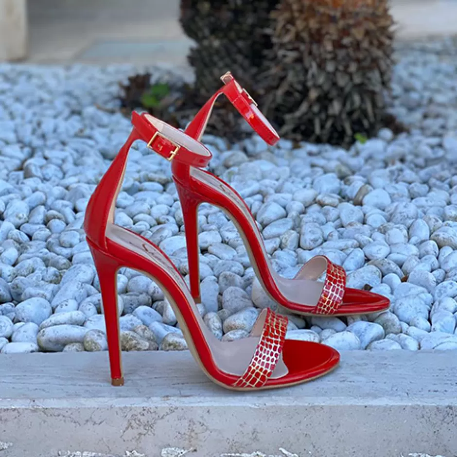 Donna SHARLENE CALZATURE Sandali-Sandalo Vernice Rossa/ Cocco – Cod. 27614