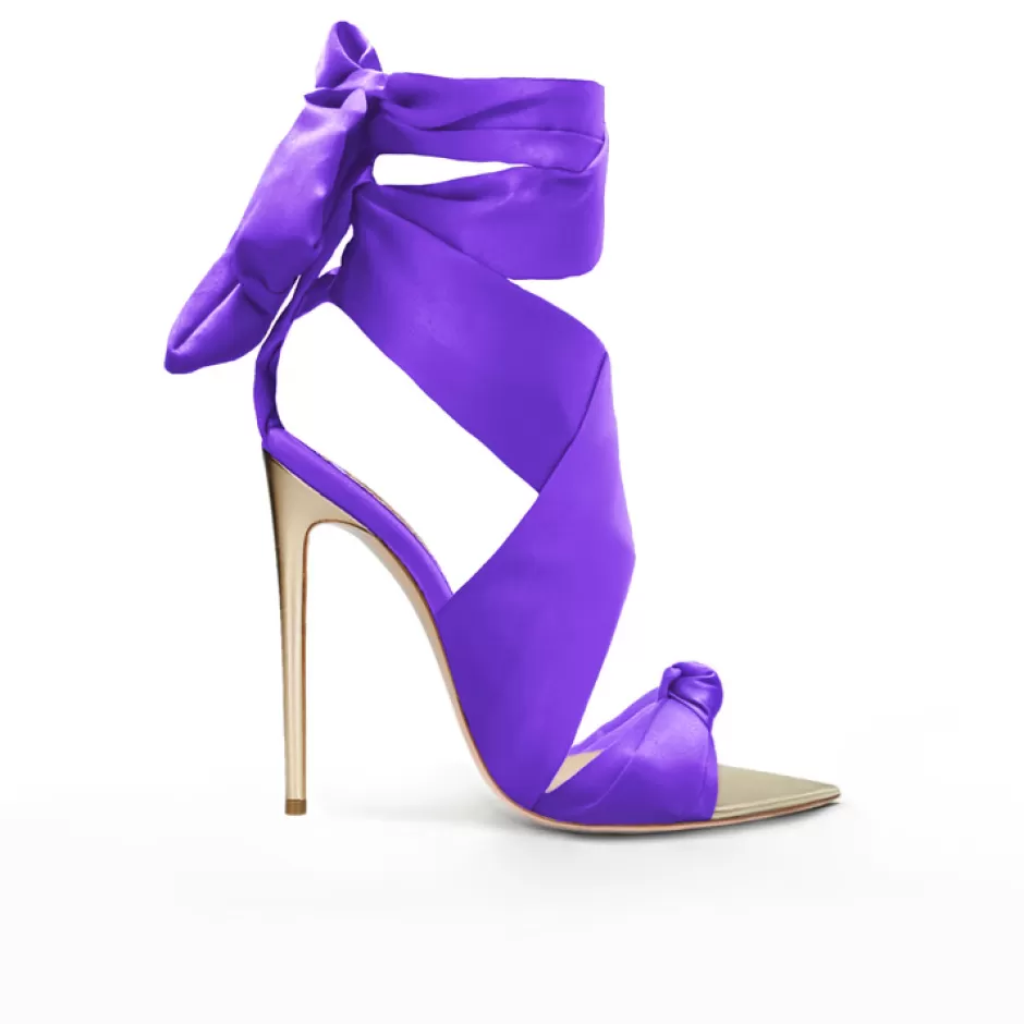 Donna SHARLENE CALZATURE Sandali-Satin Glycine/Platinum Leather Knot Sandal - Cod. 29818
