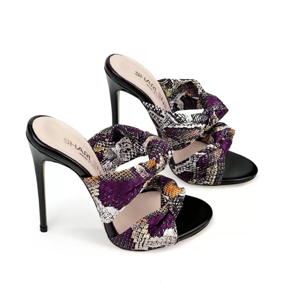 Donna SHARLENE CALZATURE Sandali-Satin Spotted/Black Leather Knot Sandal - Cod. 30026