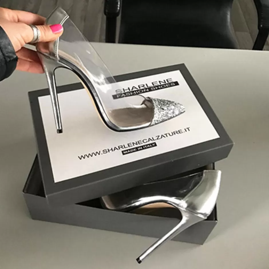 Donna SHARLENE CALZATURE Decollete-Silver Glitter/ Transparent Leather Pumps - Cod. 22471