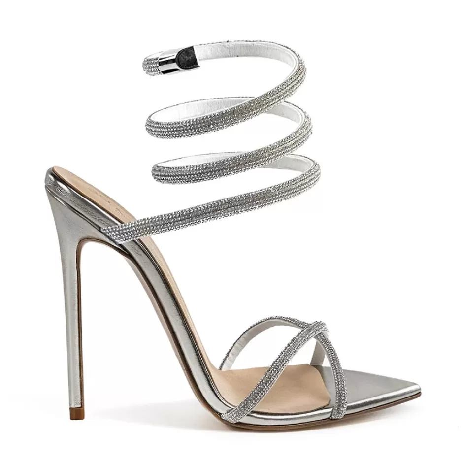 Donna SHARLENE CALZATURE Sandali-Silver Leather/Spiral Sandal - Cod. 40801