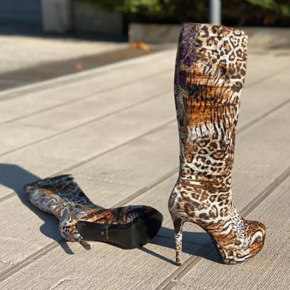 Donna SHARLENE CALZATURE Stivali-Spotted Satin Boot - Code 26069