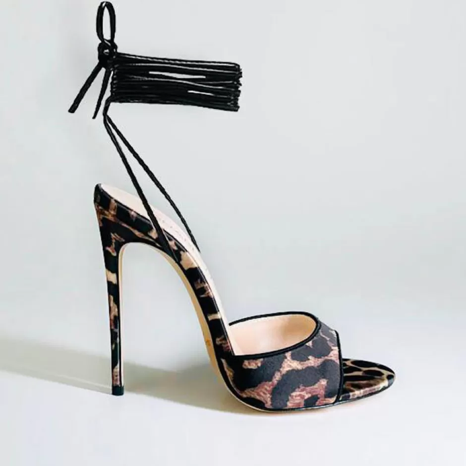 Donna SHARLENE CALZATURE Sandali-Spotted Satin Lace-Up Sandal - Cod. 31198