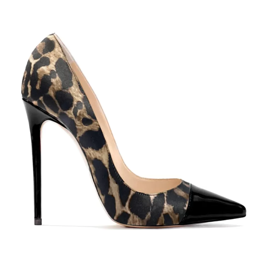 Donna SHARLENE CALZATURE Decollete-Spotted Satin/Black Patent Leather Decollete - Cod. 39398
