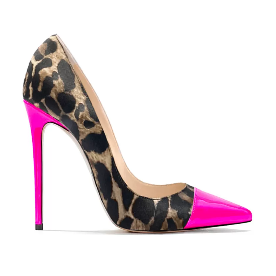 Donna SHARLENE CALZATURE Decollete-Spotted Satin/Fluo Fuchsia Patent Leather Decollete - Cod. 39408