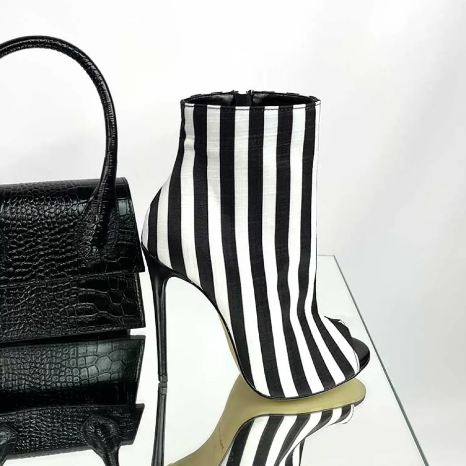 Donna SHARLENE CALZATURE Tronchetti-Striped Fabric Ankle Boot - Cod. 20229