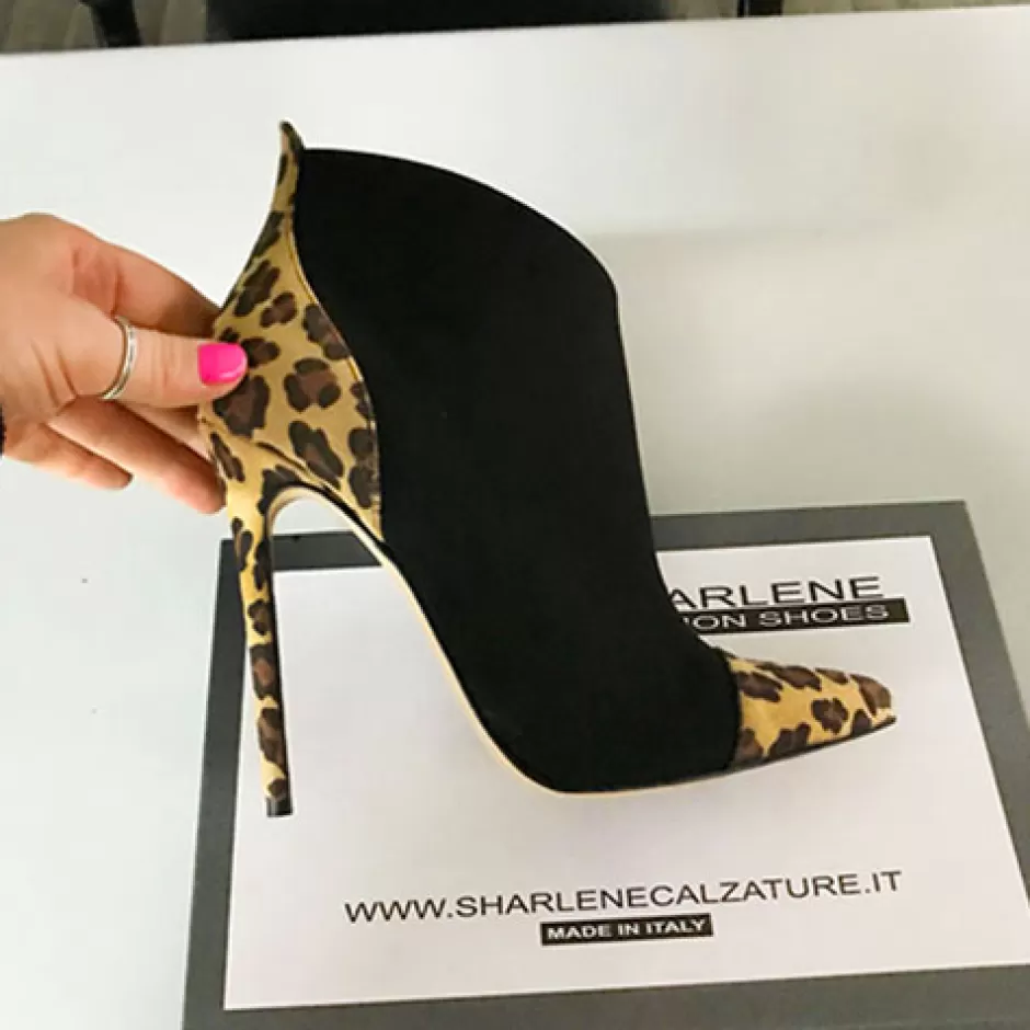 Donna SHARLENE CALZATURE Tronchetti-Tronchetto Camoscio Nero/ Maculato – Cod. 22050