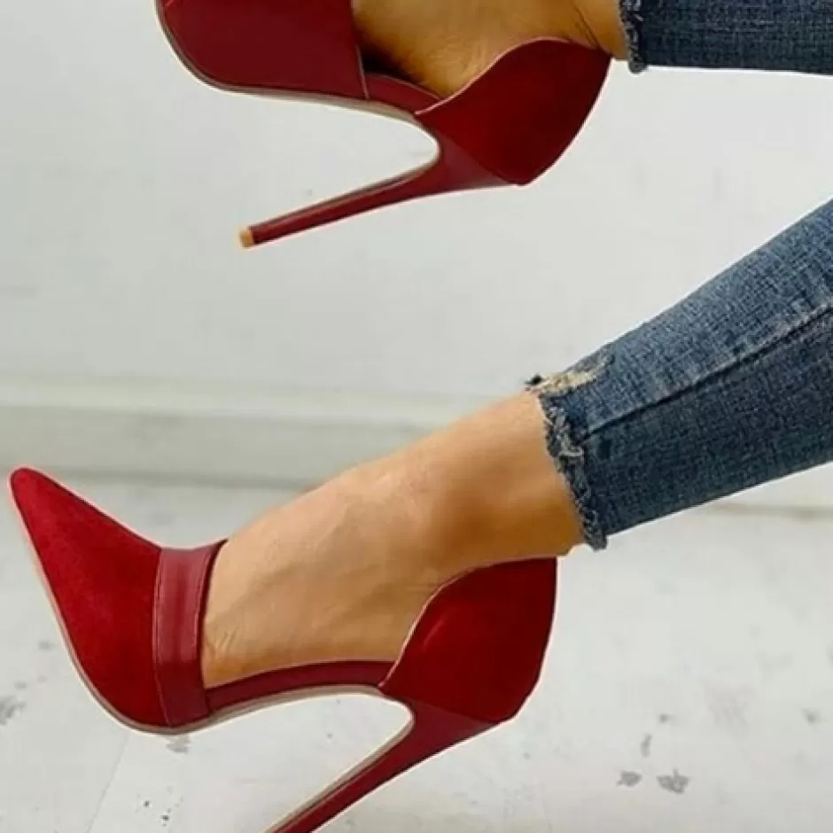 Donna SHARLENE CALZATURE Tronchetti-Tronchetto Camoscio Rosso/ Pelle – Cod. 25634