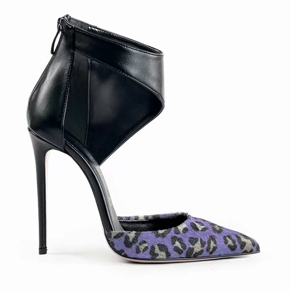 Donna SHARLENE CALZATURE Tronchetti-Tronchetto Pelle Nera/ Maculato – Cod. 35945