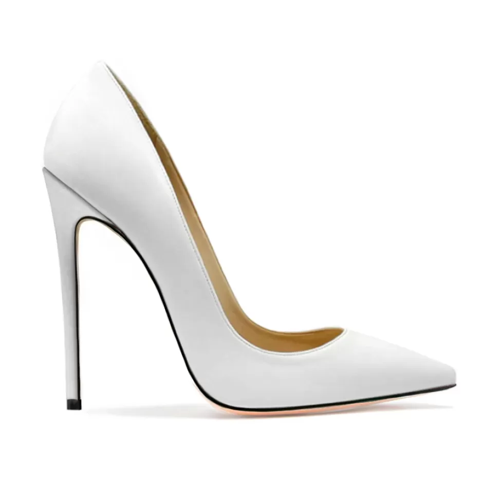 Donna SHARLENE CALZATURE Decollete-White Leather Decollete - Cod. 25545