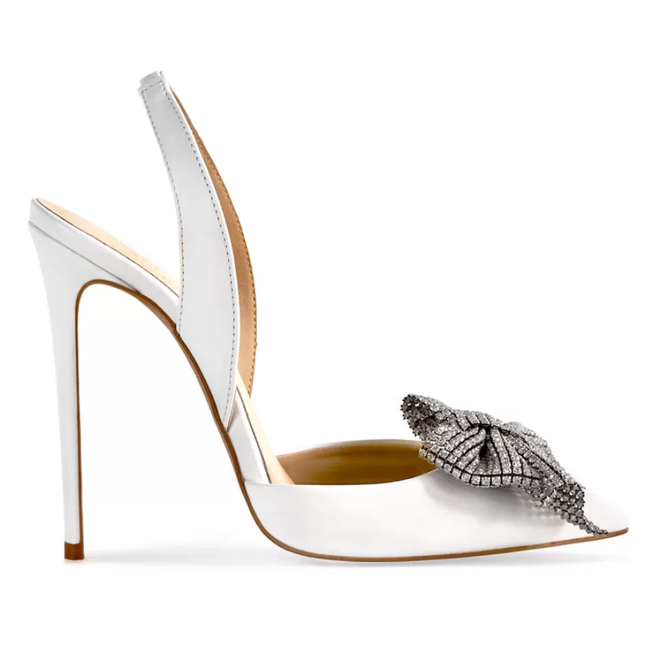 Donna SHARLENE CALZATURE Sandali-White Leather/ Jewel Bow Sandal - Cod. 39299