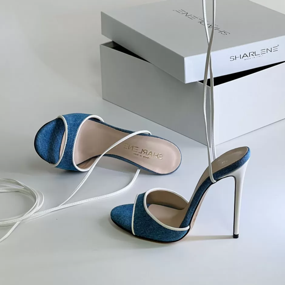 Donna SHARLENE CALZATURE Sandali-/White Leather Lace-Up Sandal - Cod. 33687