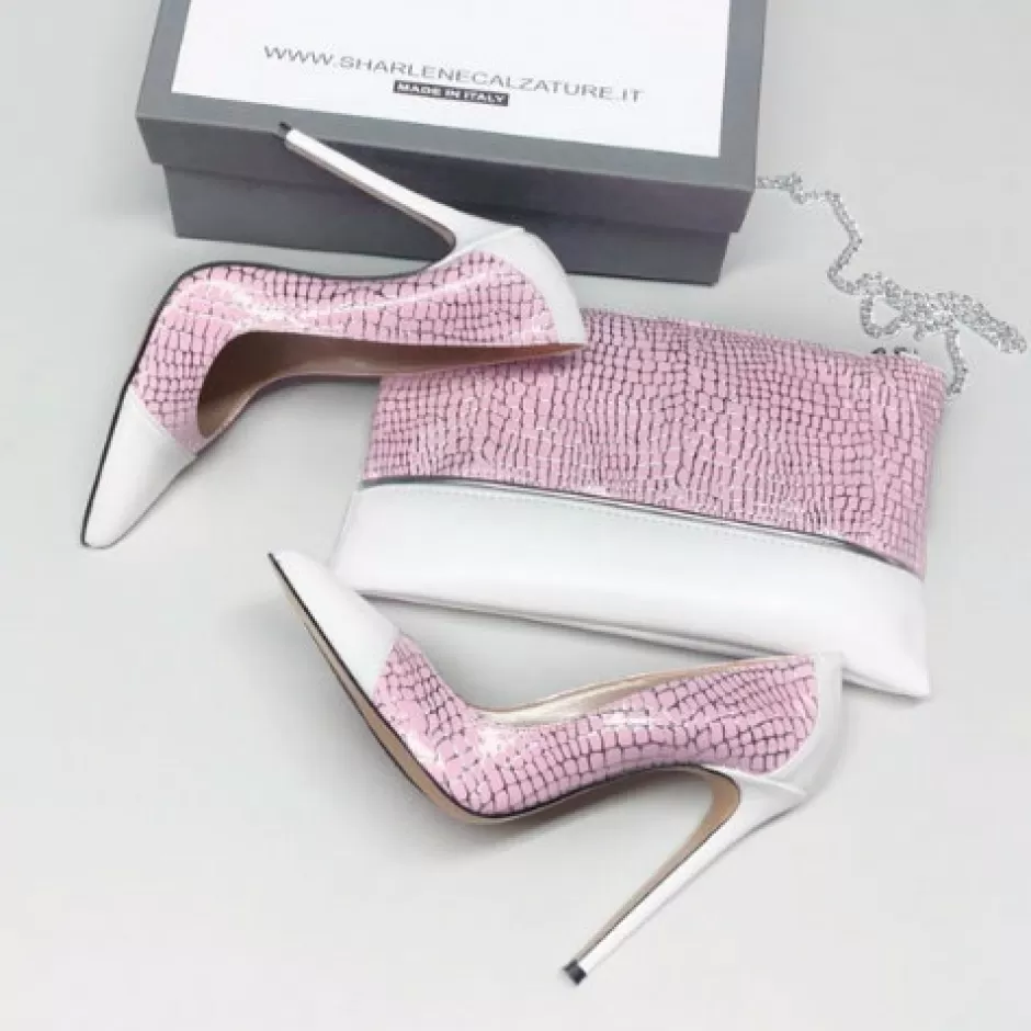 Donna SHARLENE CALZATURE Decollete-White Leather/ Pink Coconut Pump - Cod. 21558