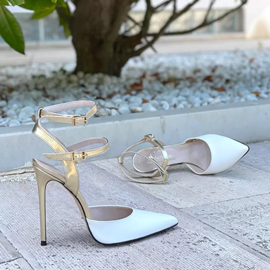 Donna SHARLENE CALZATURE Sandali-White Leather/ Platinum Sandal - Cod. 29053