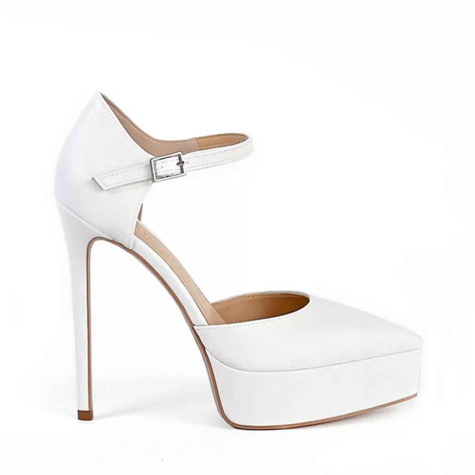 Donna SHARLENE CALZATURE Decollete-White Leather Sandal - Cod. 38451